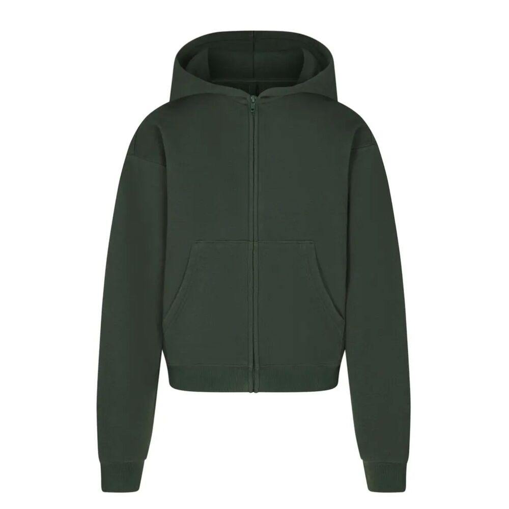 Skims - Cotton Fleece Classic Zip-Up Hoodie - Spruce - Extra Large ($88 MSRP)